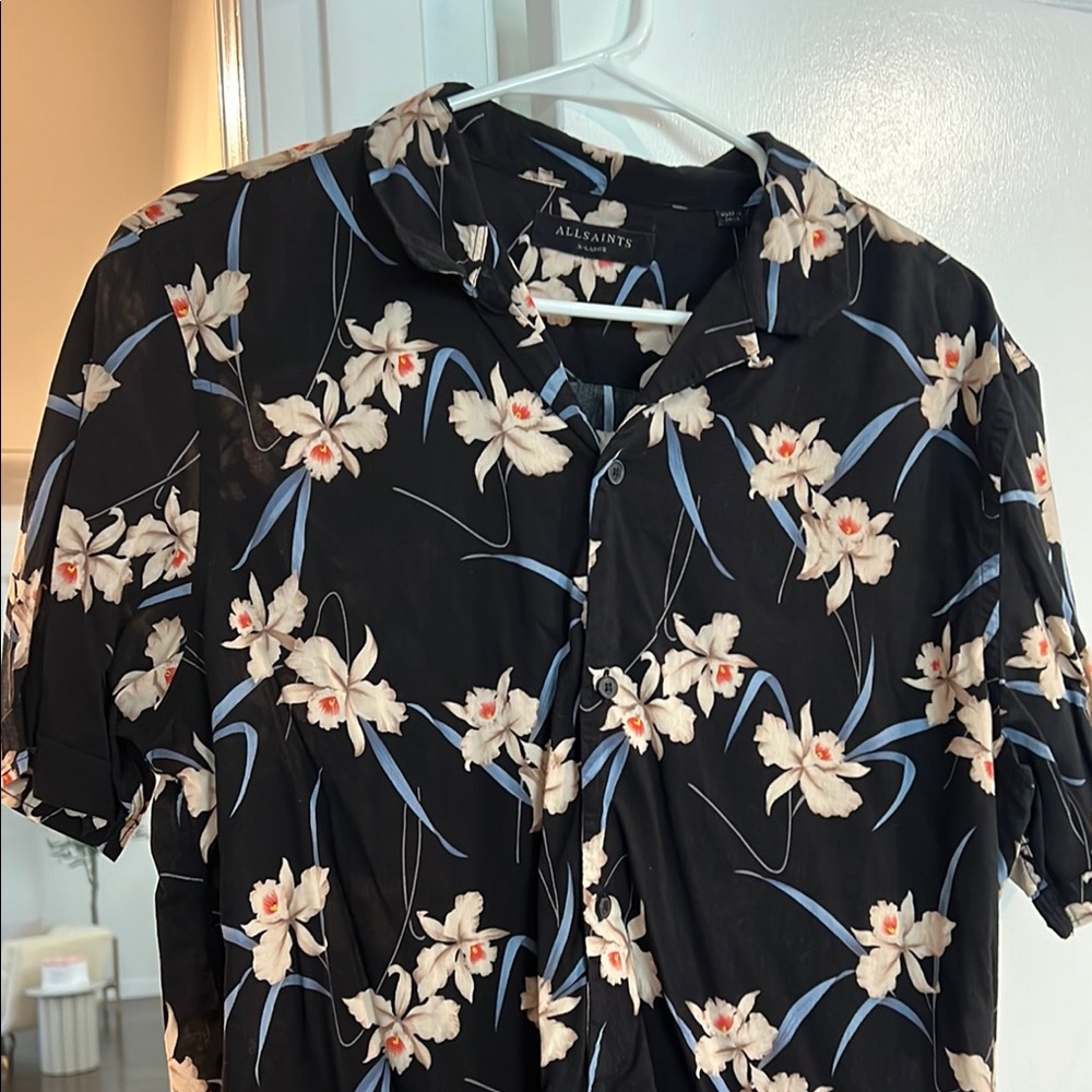All Saints Black Floral Men's Shirt
